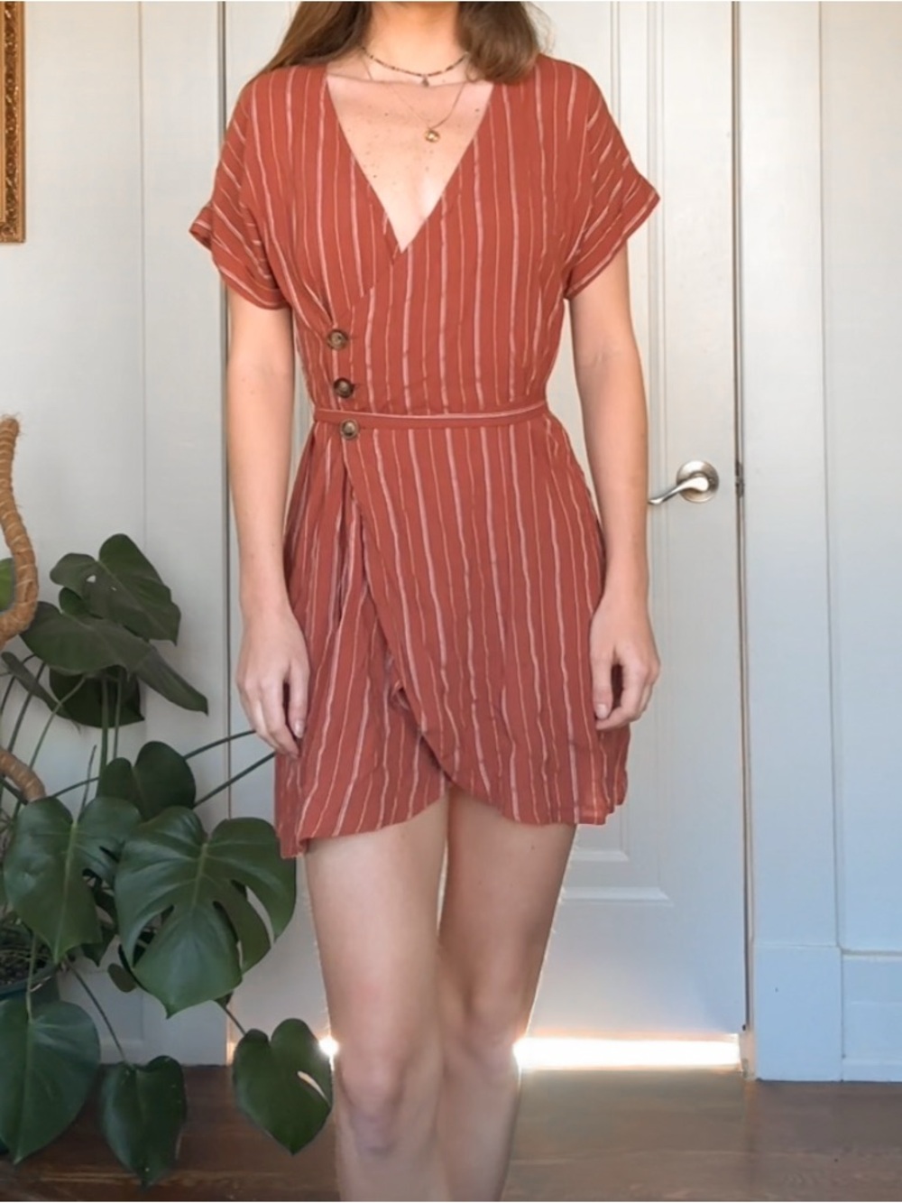 Day to Day Blu Pepper orange and white striped mini dress